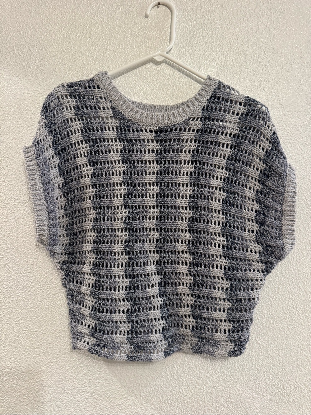 ZSupply Gray Open-Knit Short Sleeve Sweater